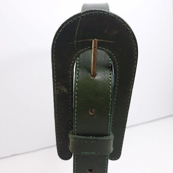 Echo Made in USA Green Leather Belt M/L Classic Minimalist Office - Picture 2 of 9